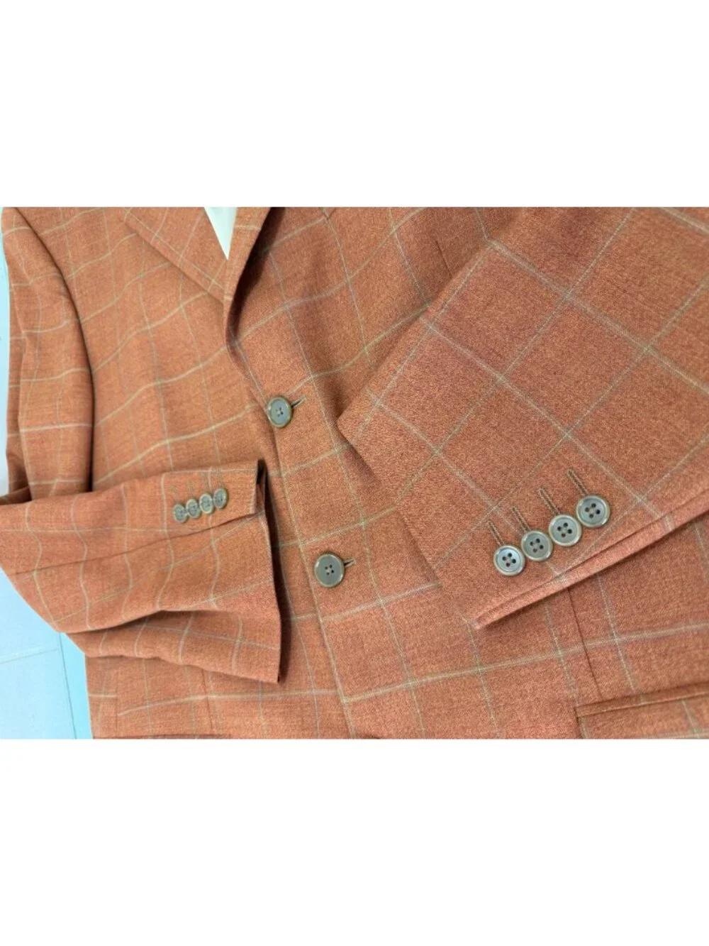 S. Cohen Blazer 42T Tall Orange Windowpane Fratelli Tallia di Delfino Sport Coat